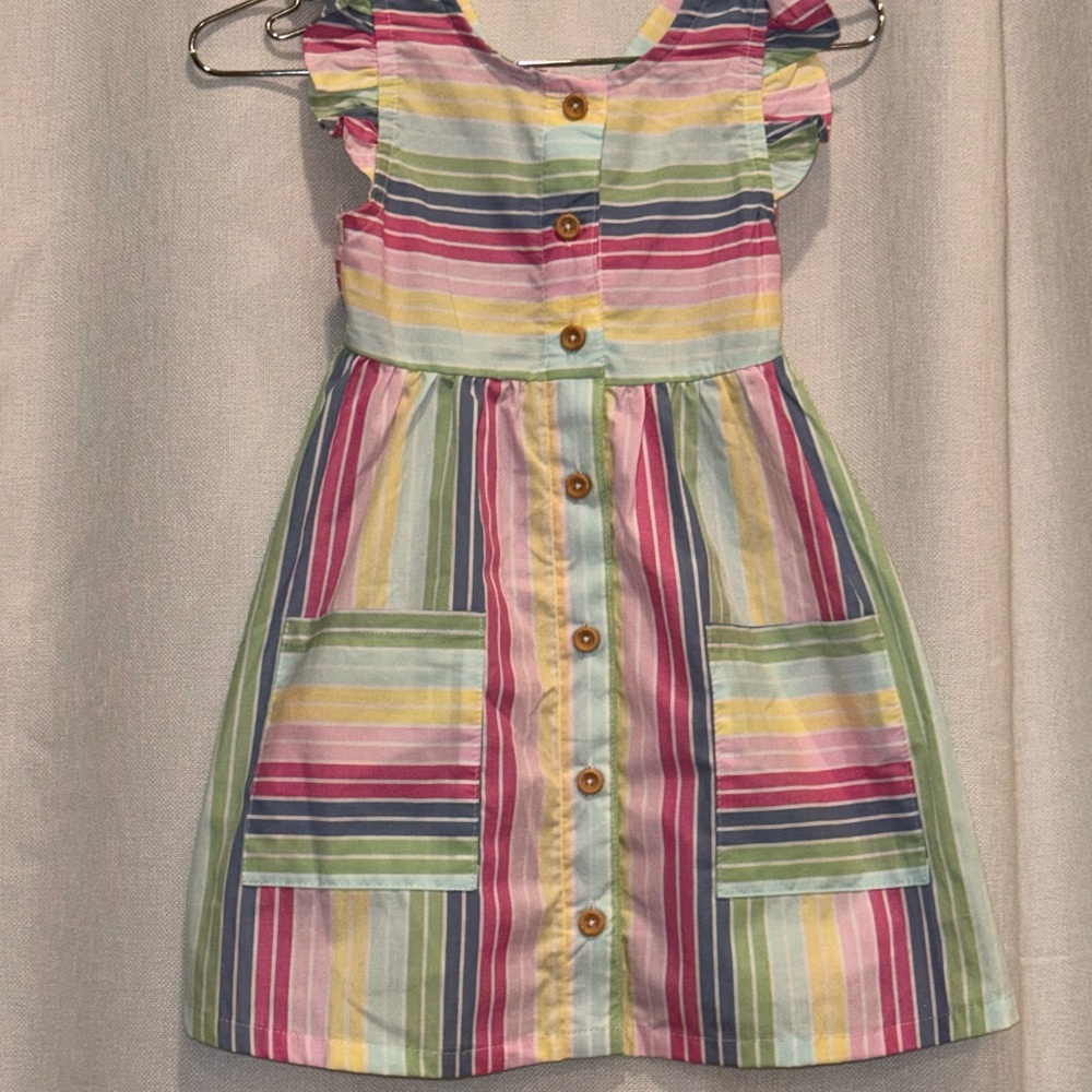 penelope mack Girls' Multicolor Striped Button-Front Dress